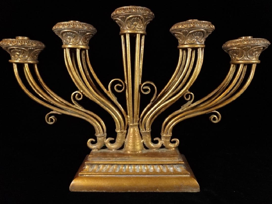 ORNATE METAL 5 LIGHT CANDELABRA, ANTIQUE GOLD FINISH, (1 of 5)