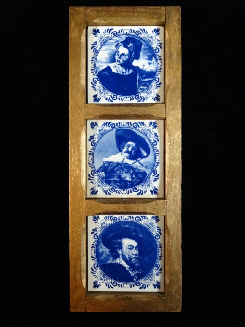 3 PC DELFT TILES, BLUE & WHITE, FRAMED TOGETHER, FRAMED (1 of 4)