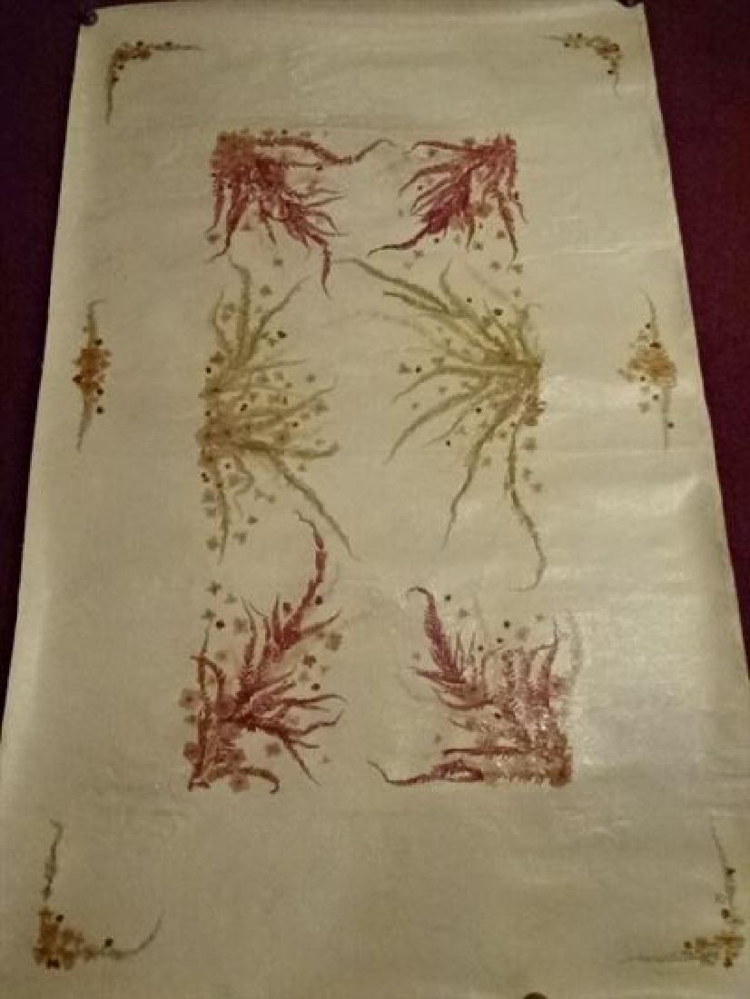 LARGE CHINESE DRIED FLORAL ARTWORK ON LACQUERED LINEN, (1 of 6)