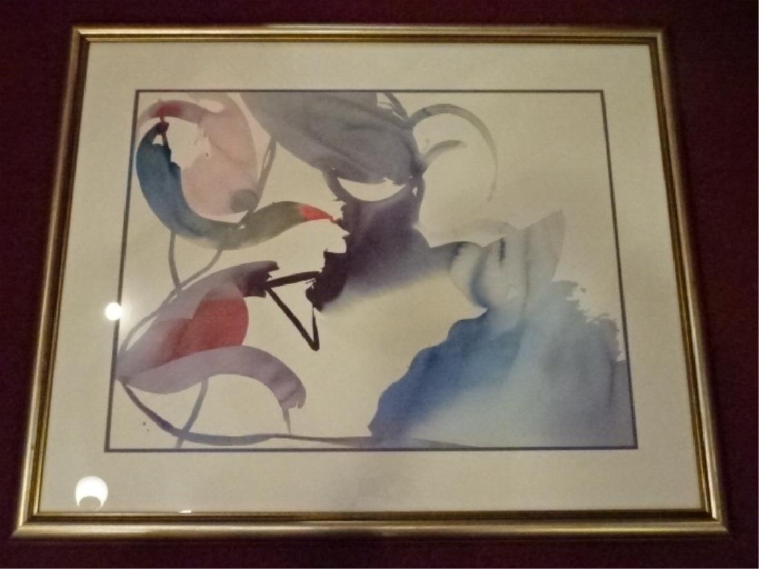LARGE ABSTRACT LITHOGRAPH, MATTED AND FRAMED, UNSIGNED, (1 of 6)