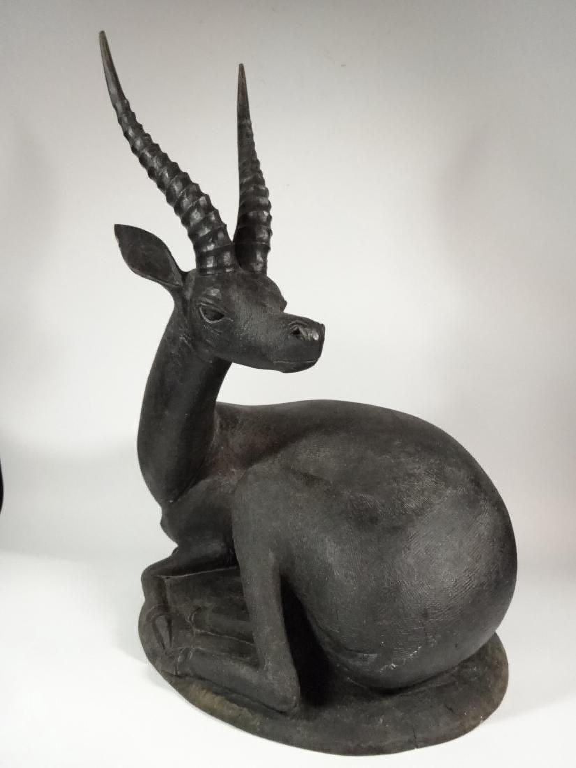 AFRICAN CARVED EBONY GAZELLE, SOLID WOOD, APPROX 10 LBS (1 of 16)