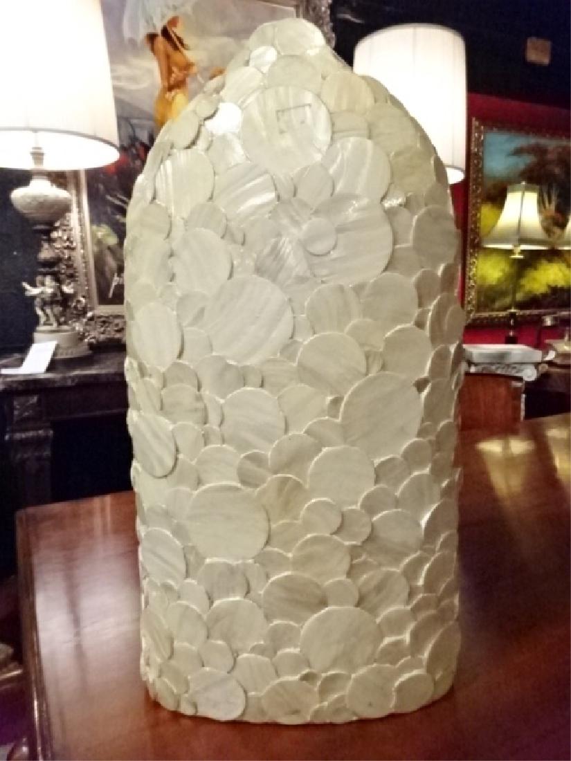 LARGE CAPIZ SHELL AND CERAMIC VASE, 21"H X 12"W (1 of 3)