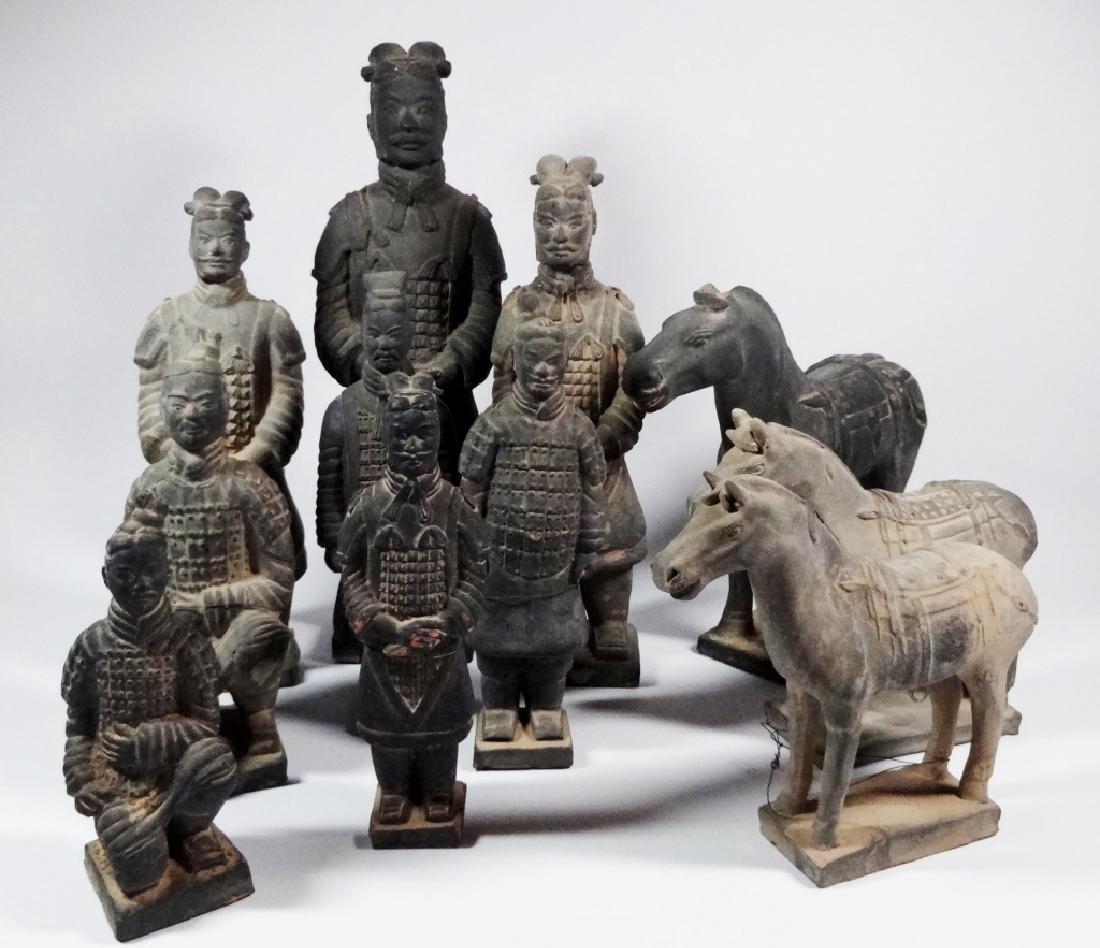 11 PC CHINESE TERRACOTTA ARMY POTTERY FIGURES, INCLUDES (1 of 8)