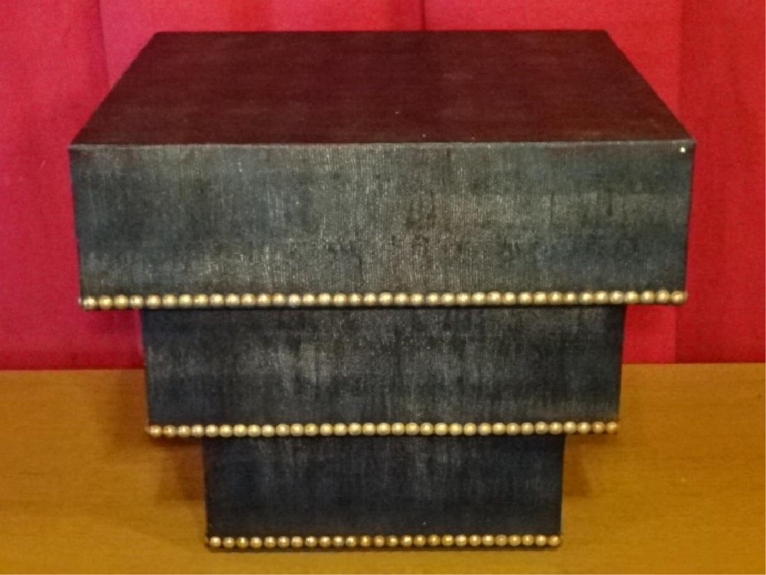 MID CENTURY ZIGGURAT TABLE, KARL SPRINGER STYLE, FAUX (1 of 8)