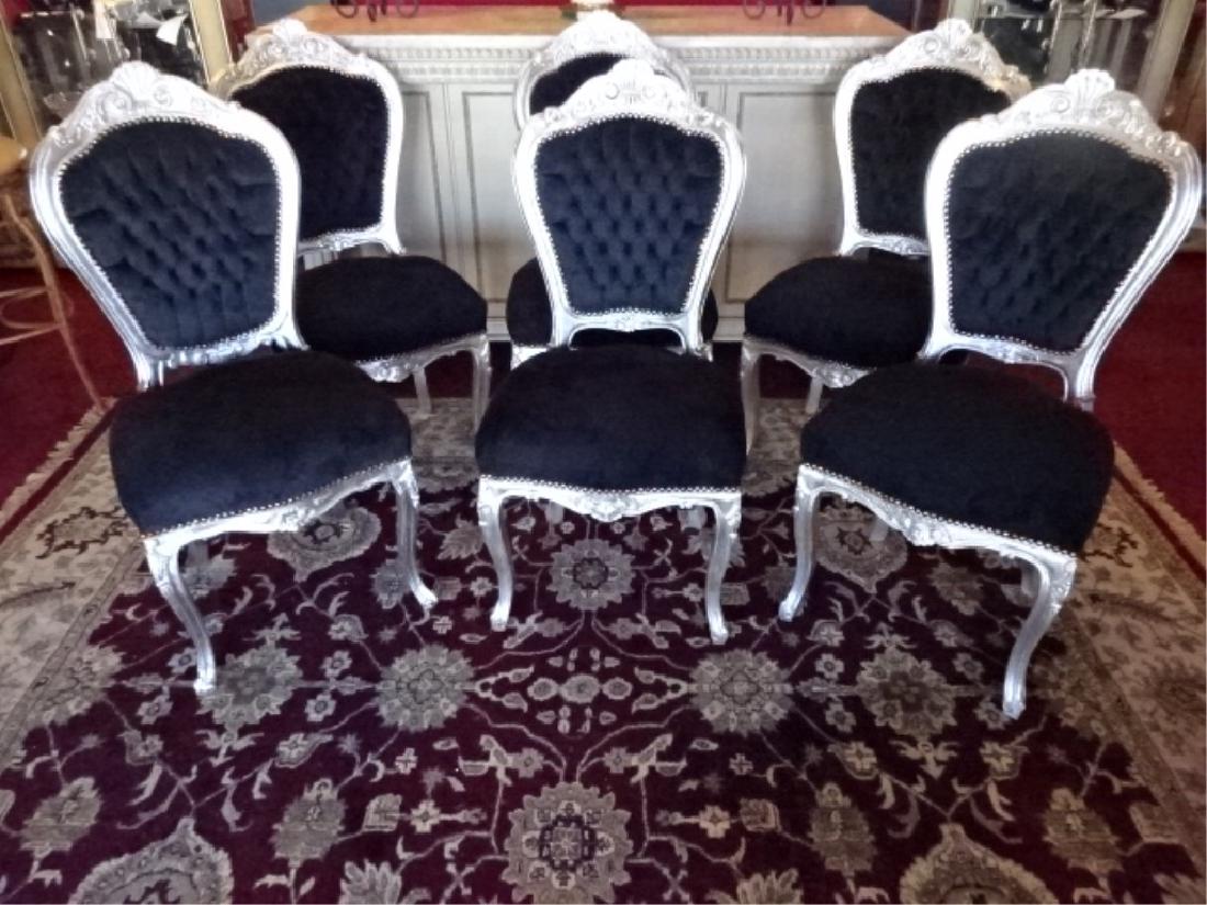 6 PC SILVER GILT ROCOCO DINING CHAIRS, LOUIS XV STYLE, (1 of 7)