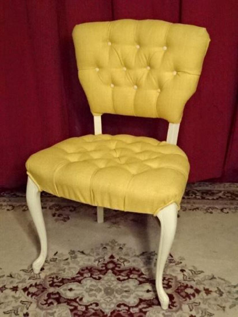 FRENCH STYLE CHAIR, WHITE PAINTED WOOD FRAME, YELLOW (1 of 5)