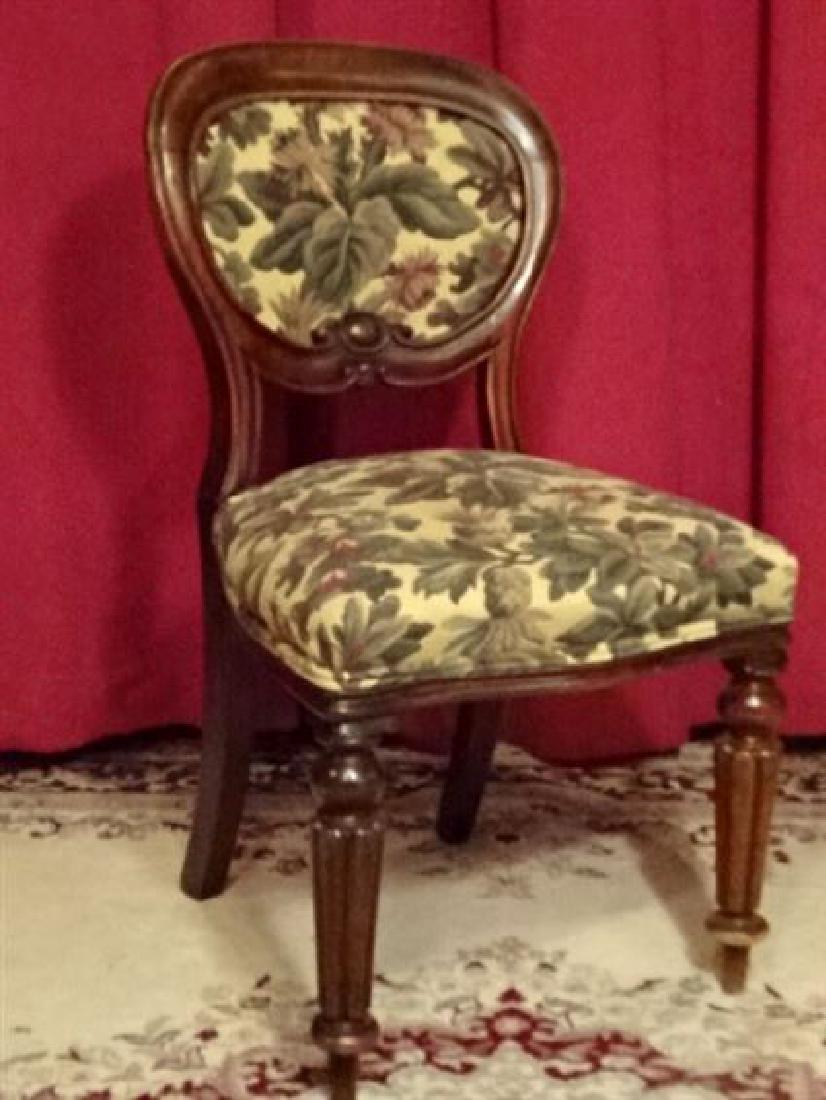 ANTIQUE PARLOR CHAIR, FLORAL UPHOLSTERED SEAT AND BACK, (1 of 4)
