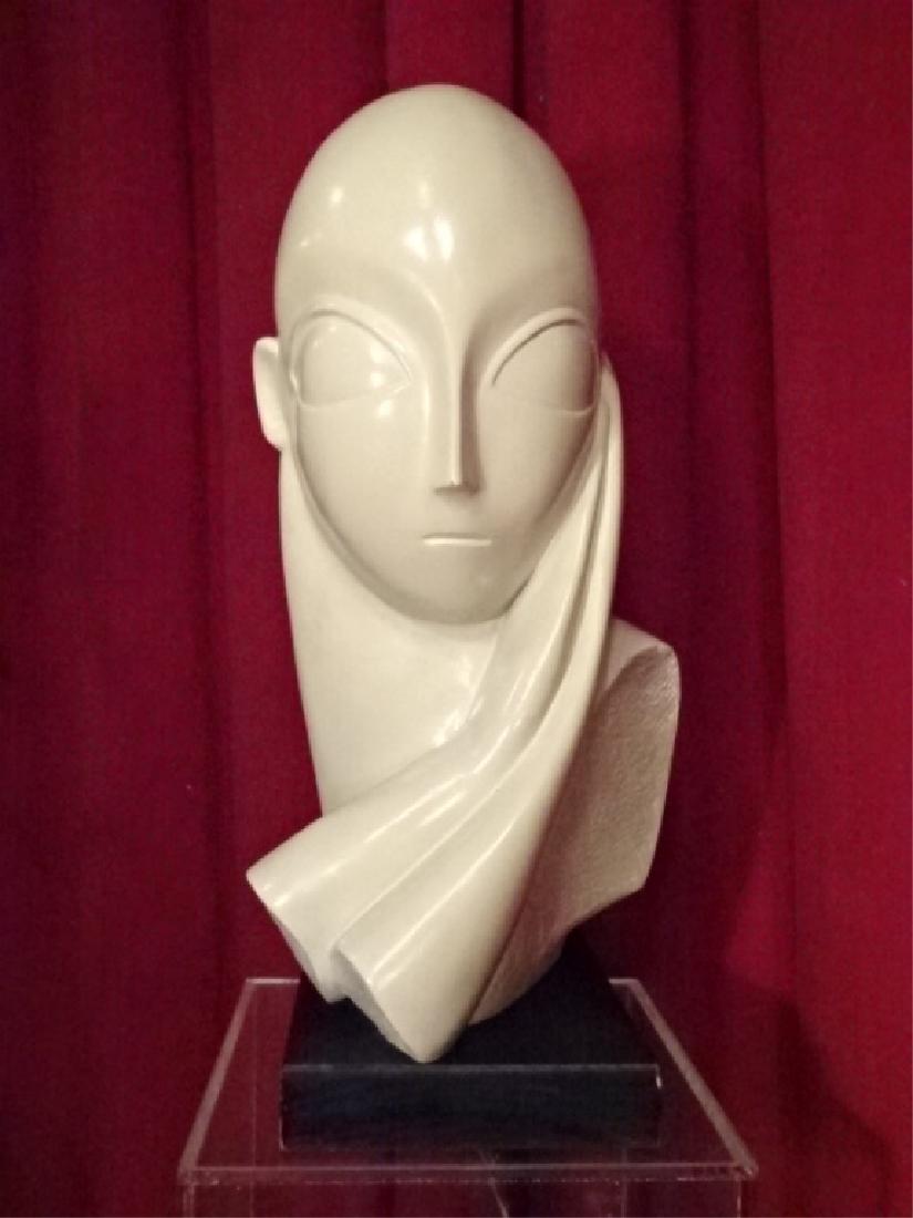 MODERNIST WHITE CERAMIC FEMALE BUST, VERY GOOD (1 of 4)