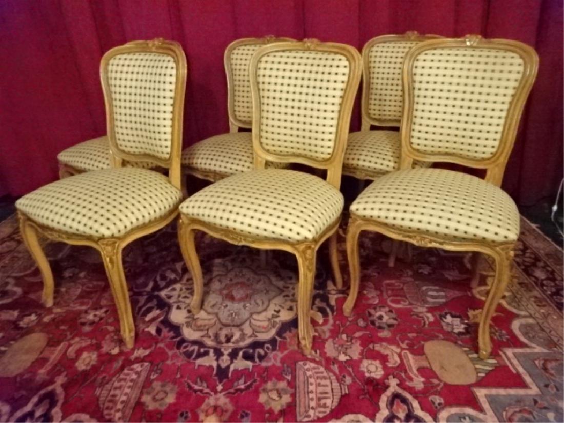 6 LOUIS XV STYLE DINING CHAIRS, LIGHT FINISH WITH (1 of 7)