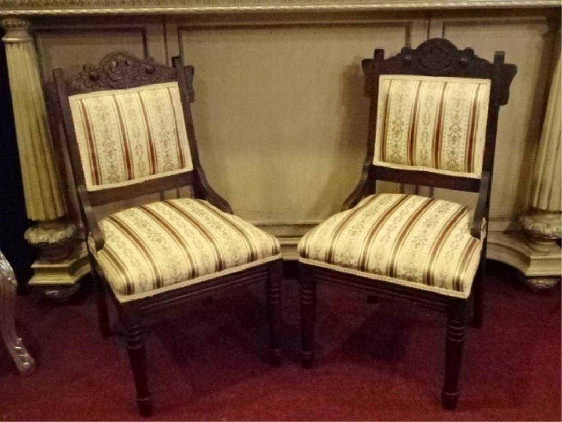 PAIR VICTORIAN PARLOR CHAIRS, 19TH C., GOLD AND IVORY (1 of 7)