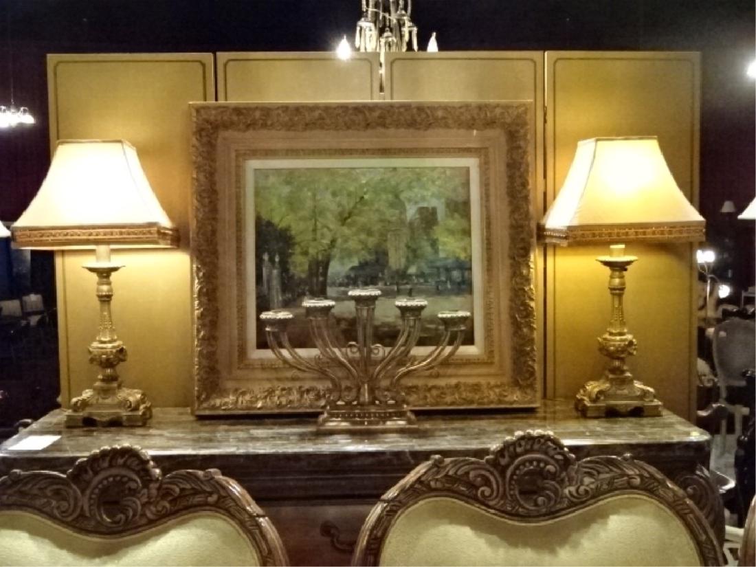 PAIR NEOCLASSICAL GOLD TABLE LAMPS, GOLD SHADES WITH (1 of 7)