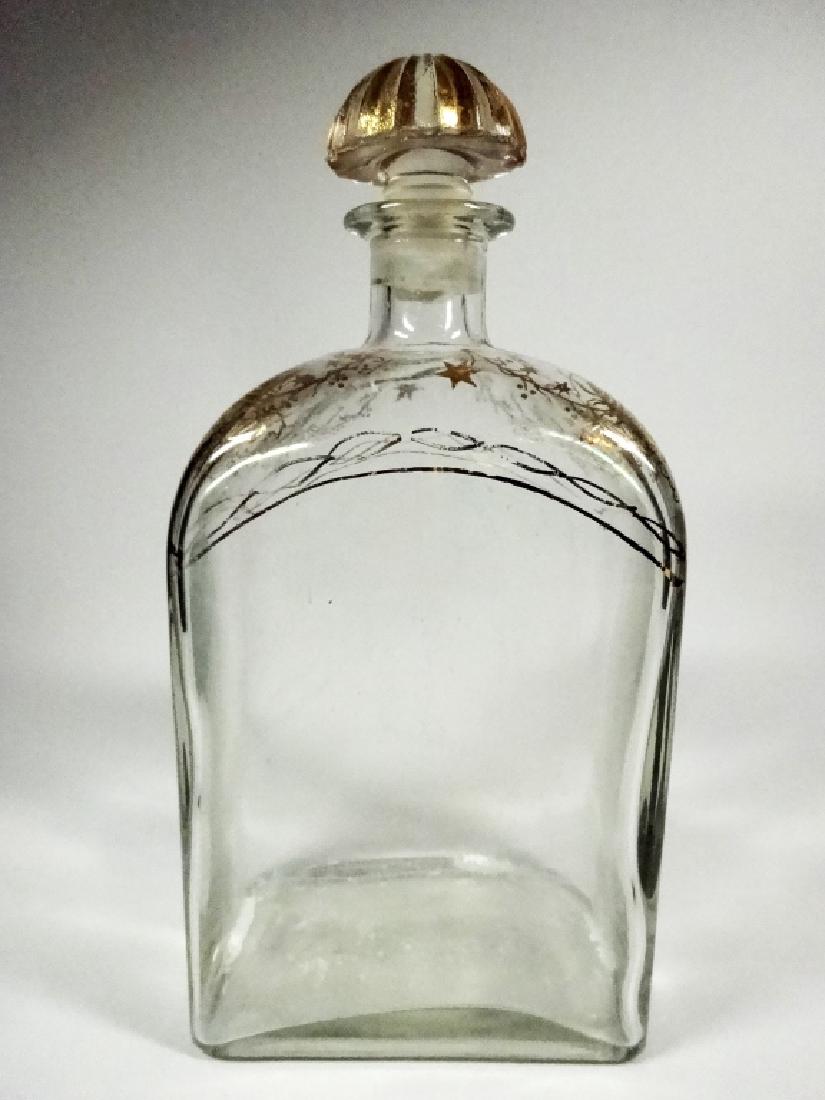 CRYSTAL DECANTER WITH STOPPER, GOLD PAINTED DESIGN, (1 of 7)