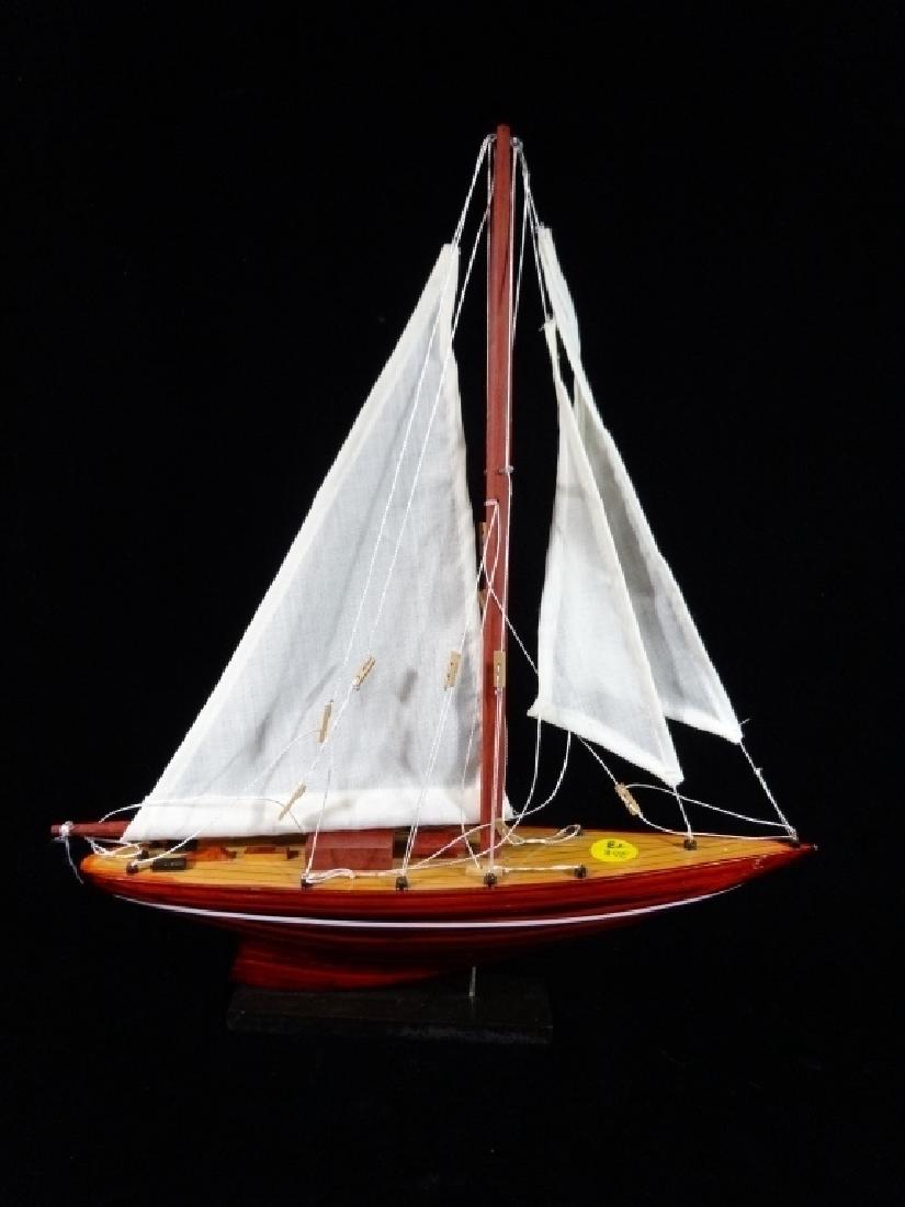 CARVED WOOD SAIL BOAT MODEL, 14"H X 13"W, SKU308.13 (1 of 4)