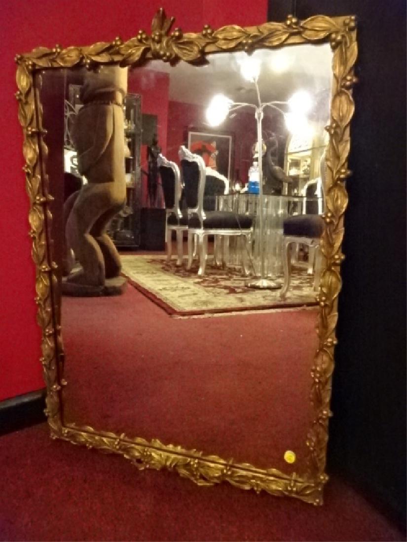 RECTANGULAR GILT WOOD MIRROR, FOLIATE AND FLORAL CARVED (1 of 3)