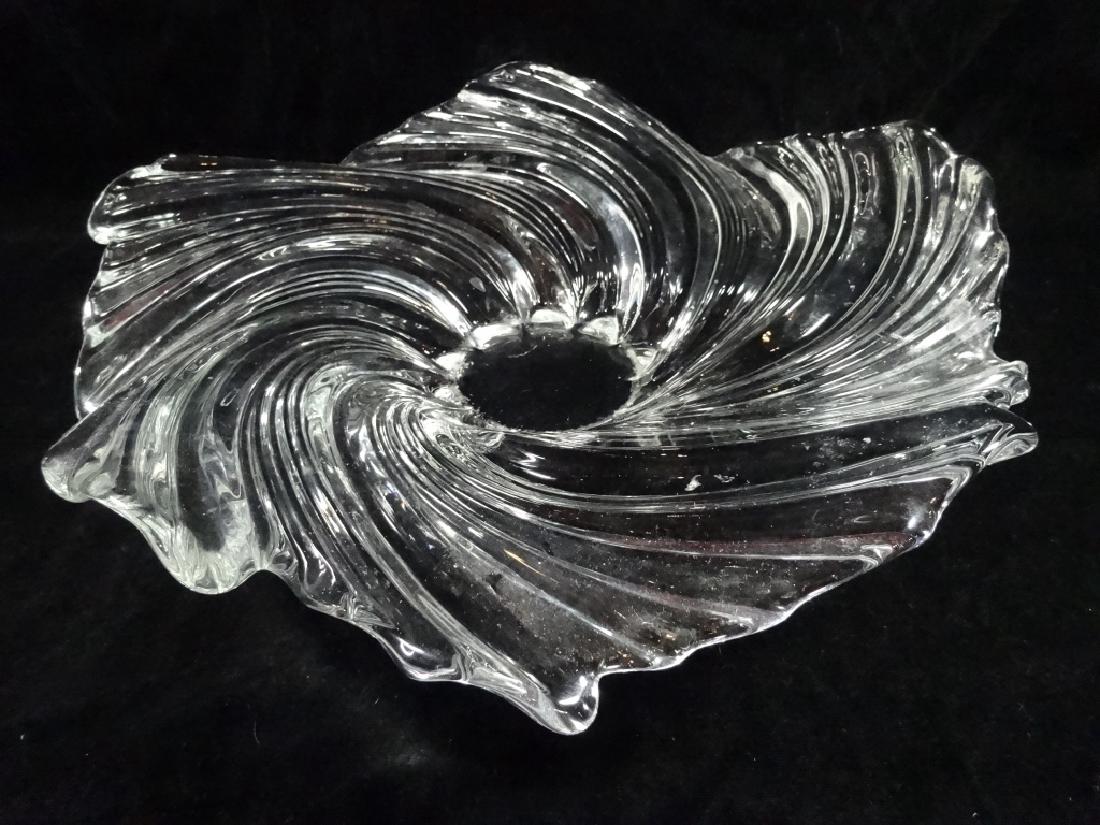LARGE CRYSTAL BOWL, SWIRL DESIGN, APPROX 15" (1 of 4)