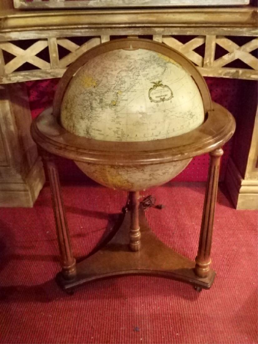 LIGHTED GLOBE OF THE WORLD IN WOOD STAND, VERY GOOD (1 of 5)