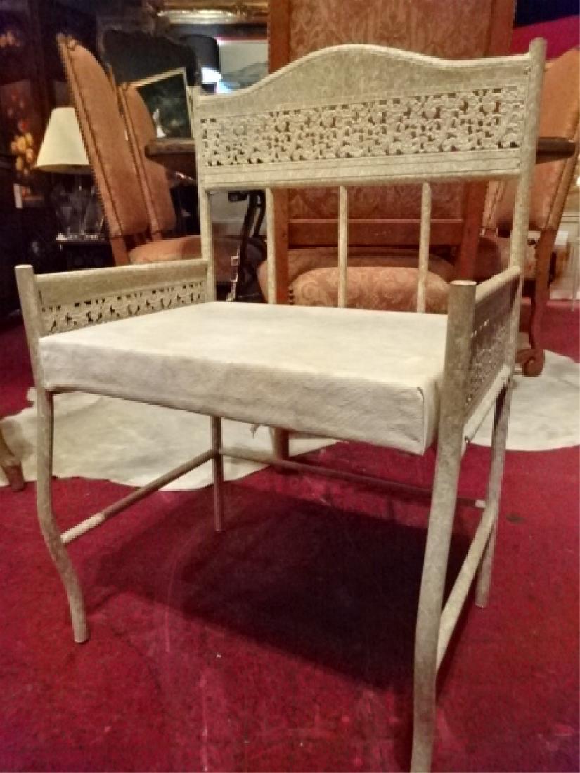 METAL VANITY STOOL, OFF WHITE FINISH, VERY GOOD (1 of 3)