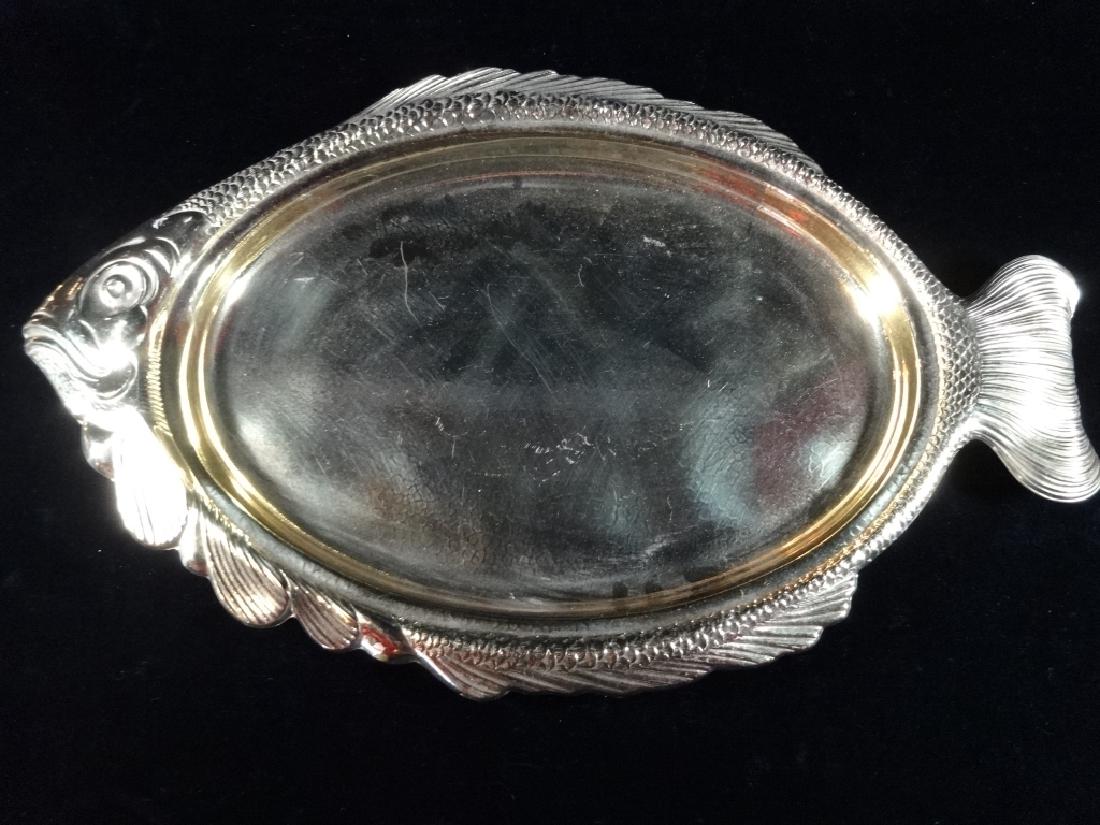 GOLD METALLIC FINISH GLASS FISH PLATTER, APPROX 19" X (1 of 3)