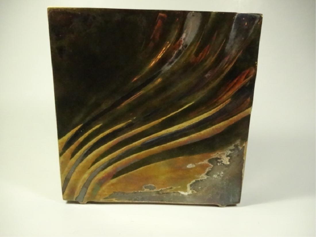 SQUARE METAL VASE, SILVER & BRASS FINISH, APPROX 6" X (1 of 4)