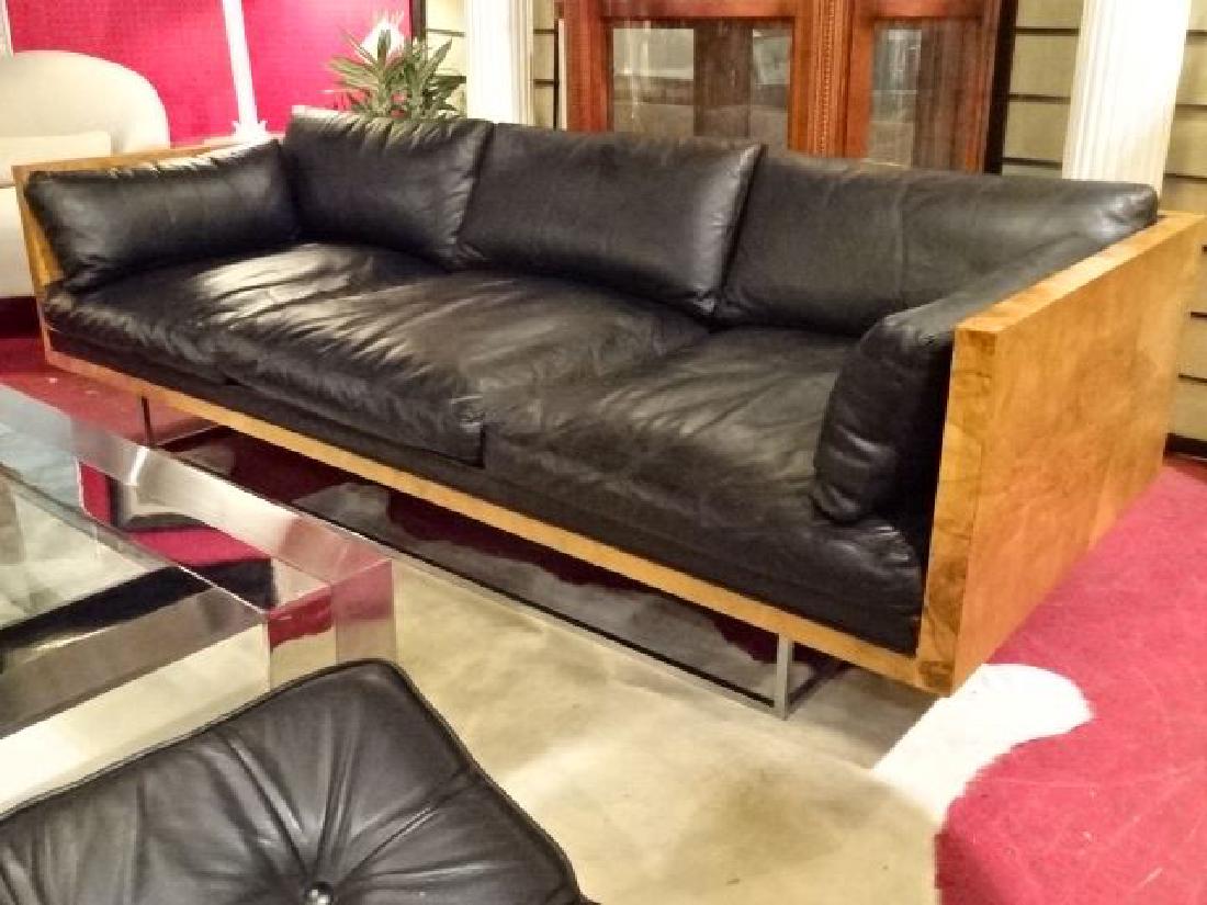 MILO BAUGHMAN THAYER COGGIN BURL SOFA, BLACK LEATHER (1 of 19)