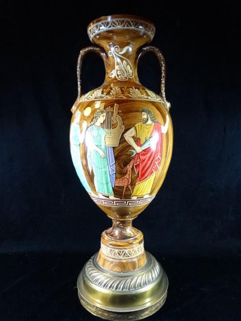 LARGE CERAMIC GREEK URN, PAINTED FIGURAL SCENES, DUAL (1 of 6)