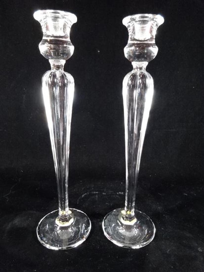 PAIR CRYSTAL CANDLESTICKS, VERY GOOD CONDITION, 12" X (1 of 4)