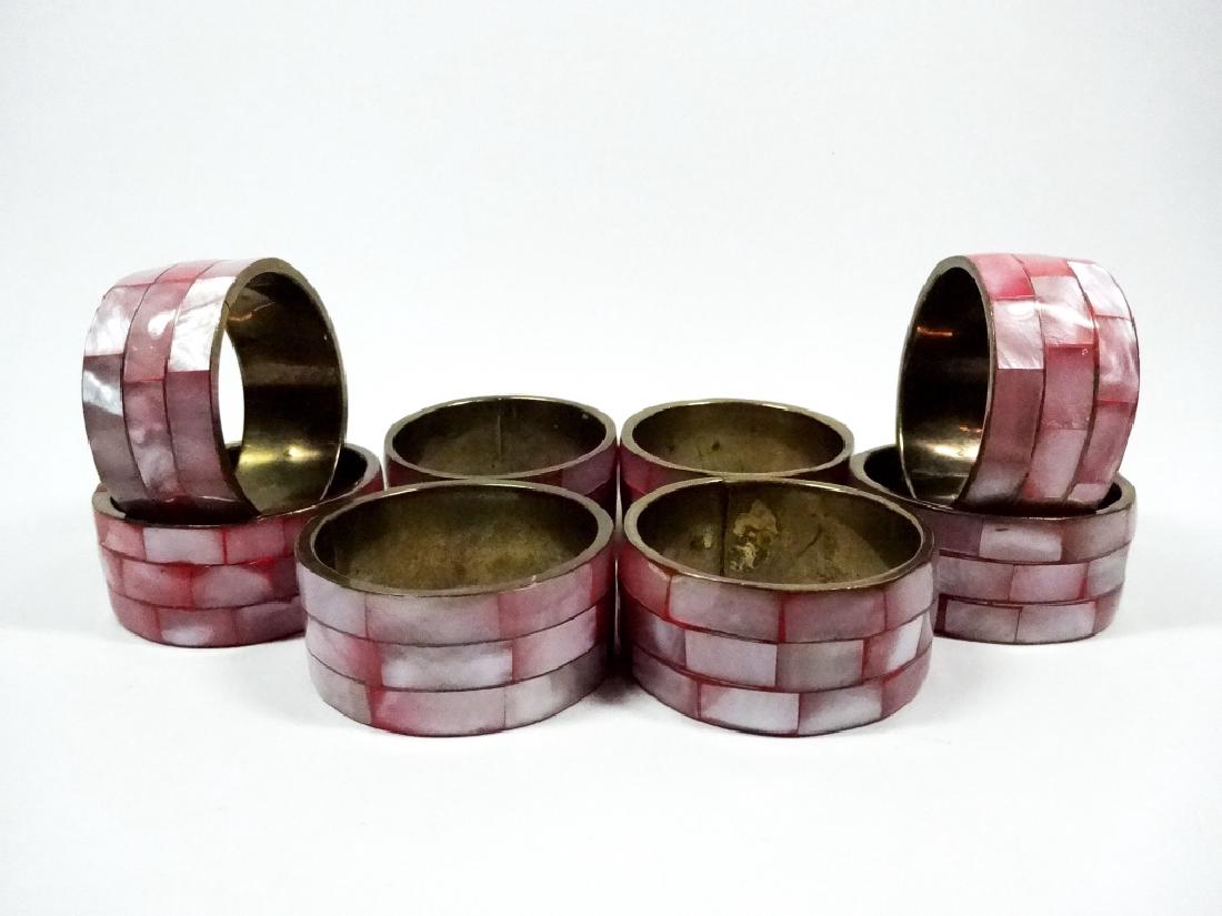 8 PC NAPKIN RINGS, PINK IRIDESCENT SHELL TILES, APPROX (1 of 7)