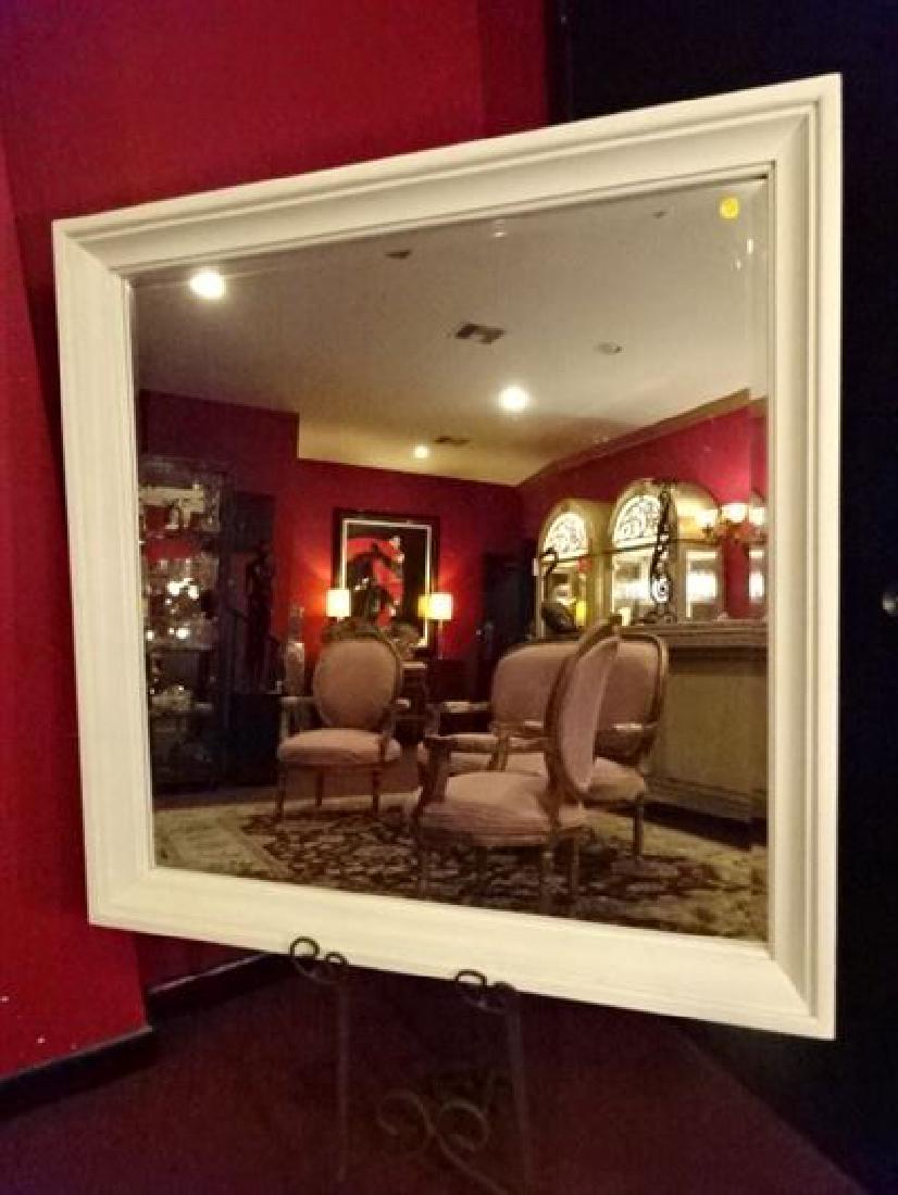 LARGE SQUARE WALL MIRROR, WHITE PAINTED FINISH, VERY (1 of 3)