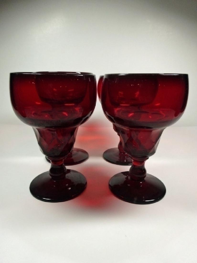 4 PC ANTIQUE CRANBERRY GLASS GOBLETS, APPROX 5 5/8"H (1 of 5)