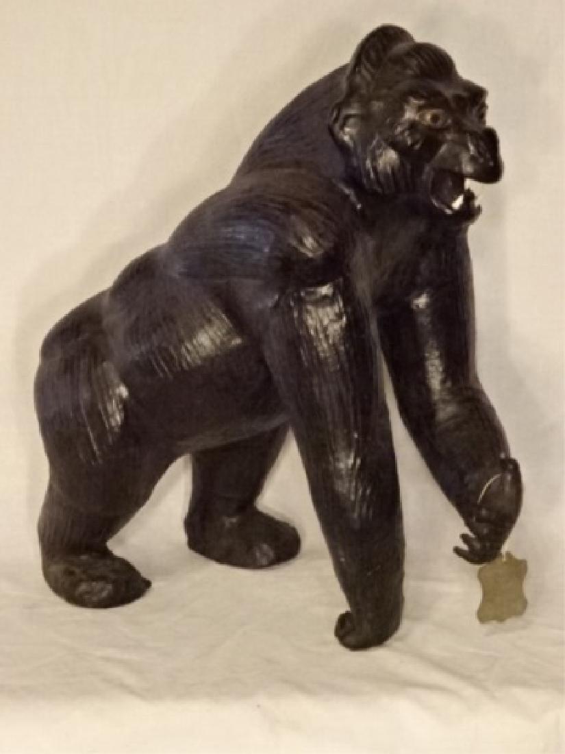 LARGE LEATHER GORILLA SCULPTURE, LABELED GENUINE (1 of 6)