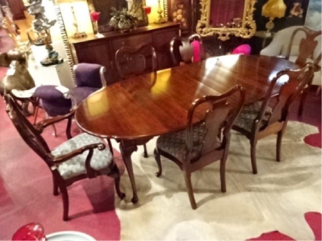 7 PC QUEEN ANNE STYLE DINING TABLE AND 6 CHAIRS (2 ARM (1 of 8)