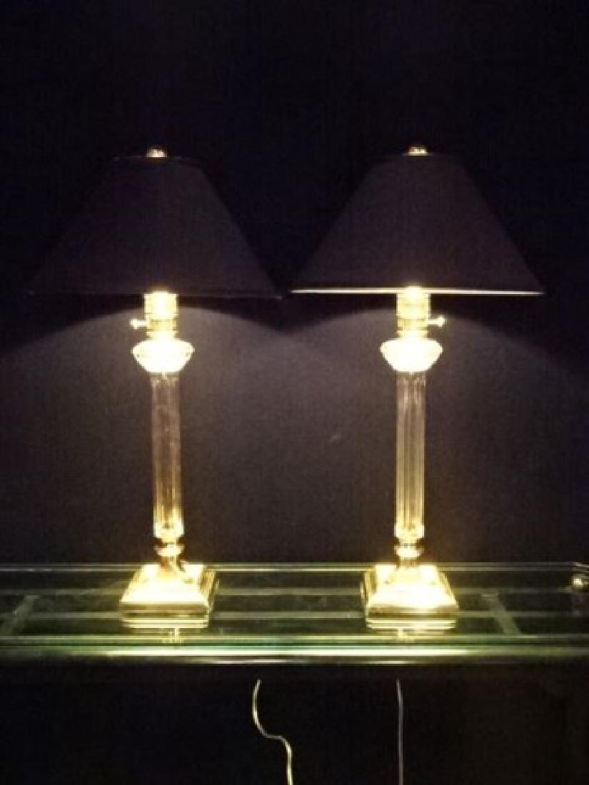 PAIR NEOCLASSICAL CRYSTAL AND BRASS LAMPS, CRYSTAL (1 of 5)