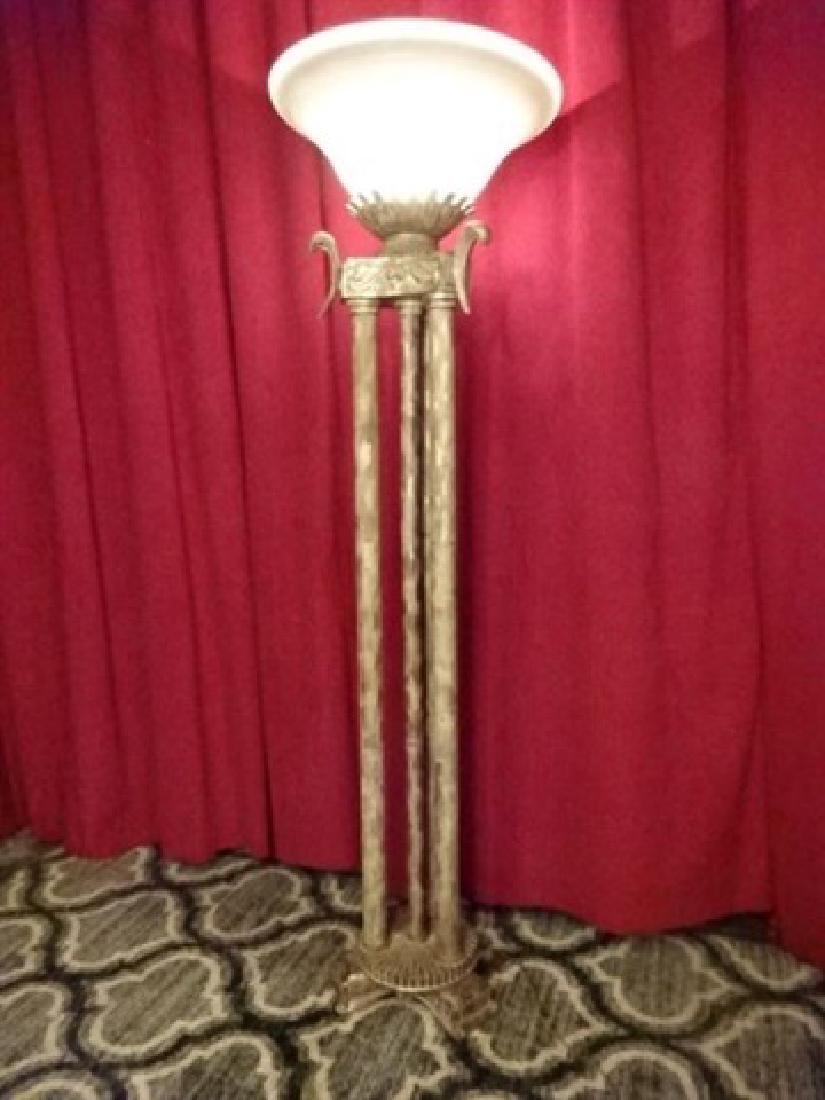 NEOCLASSICAL TORCHIERE FLOOR LAMP, GOLD FINISH BASE (1 of 5)