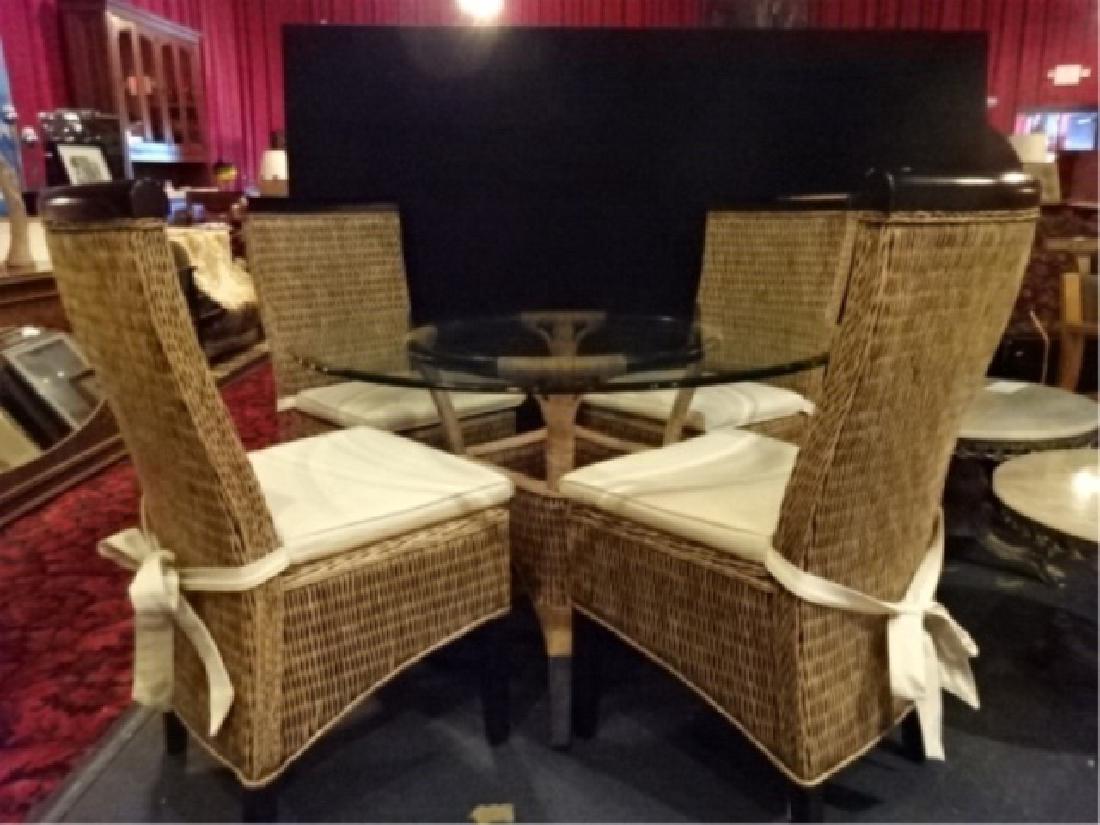 5 PC WICKER DINING SET, TABLE & 4 CHAIRS (1 of 5)