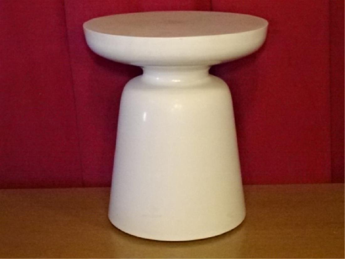 MID CENTURY MODERN ITALIAN METAL TABLE OR STOOL, WHITE (1 of 4)
