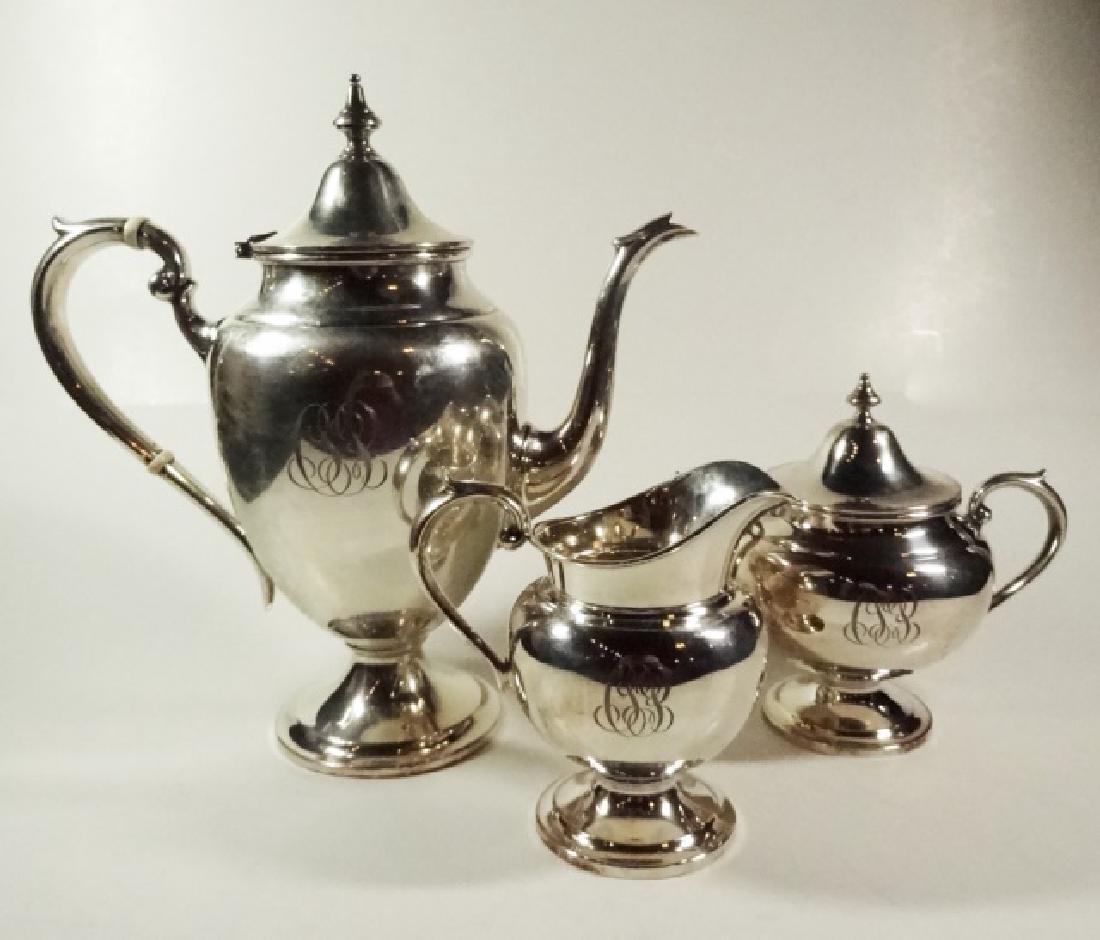 3 PC GORHAM STERLING SILVER COFFEE SET, MARKED, (1 of 10)