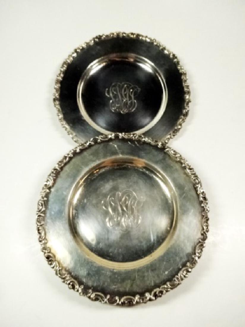 6 PC STERLING SILVER COASTERS, MONOGRAMMED, APPROX 798 (1 of 5)