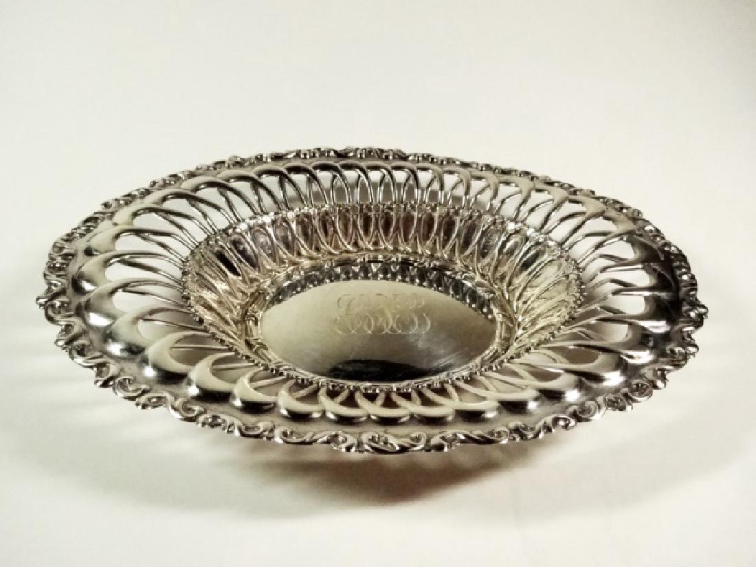 STERLING SILVER OVAL OPENWORK BOWL, MONOGRAMMED, APPROX (1 of 6)