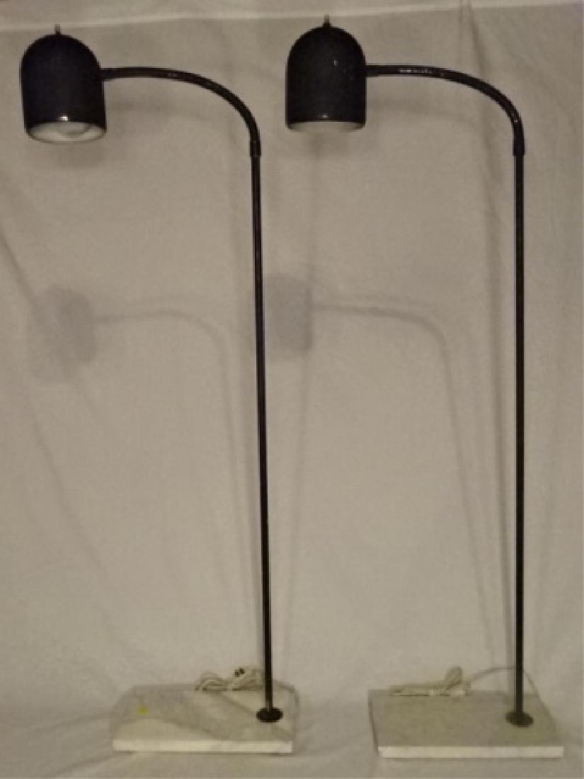 PAIR MID CENTURY MODERN FLOOR LAMPS, ON MARBLE BASES, (1 of 4)