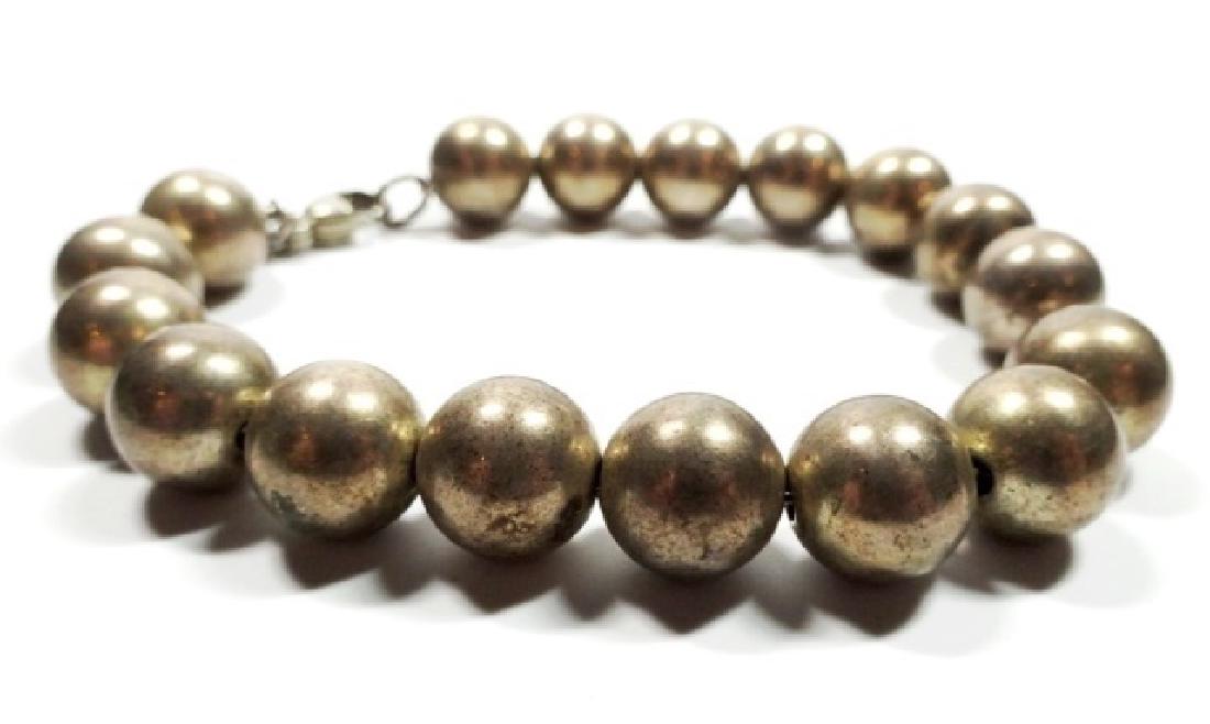 TIFFANY & CO. STERLING SILVER BEAD BRACELET, 17 BEADS, (1 of 4)