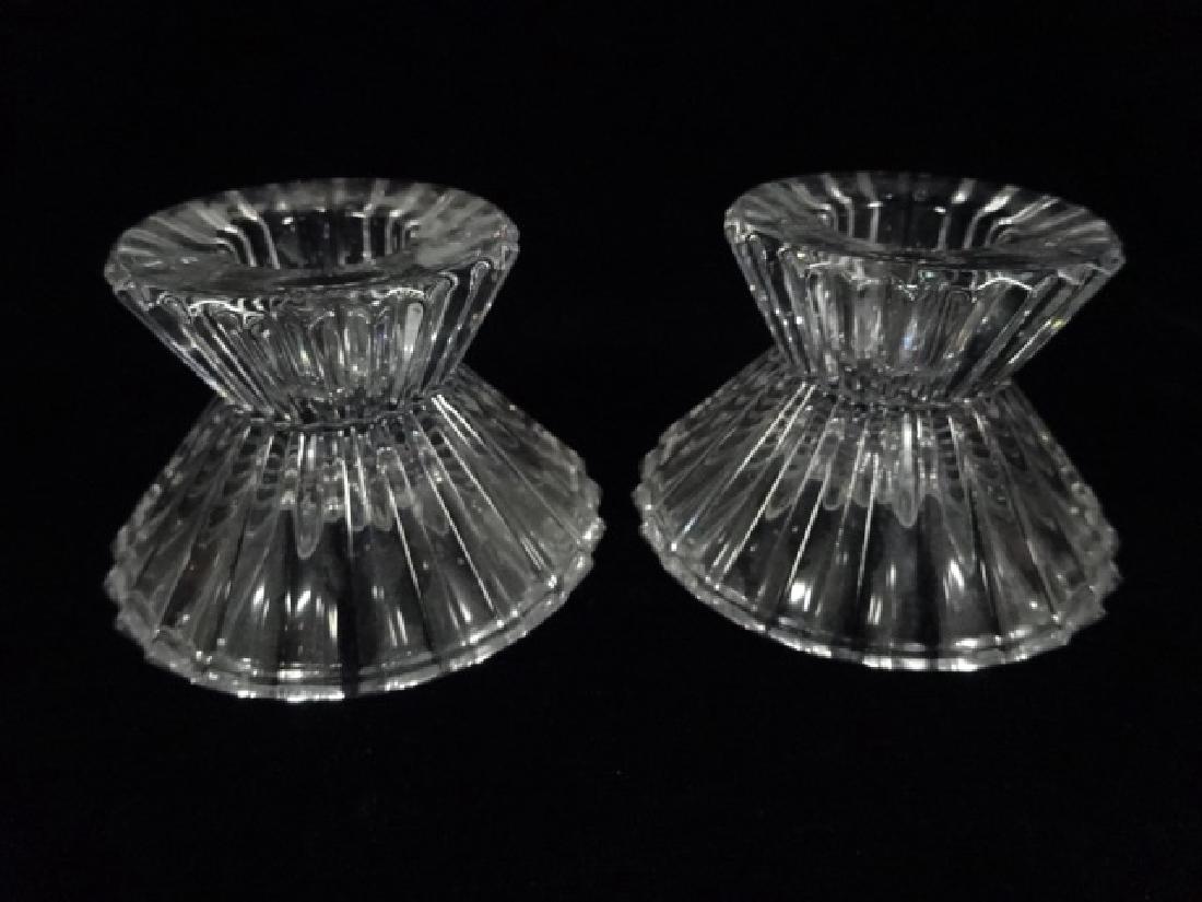 2 PC CRYSTAL CANDLE HOLDERS, APPROX 2 1/8" X 3" (1 of 3)
