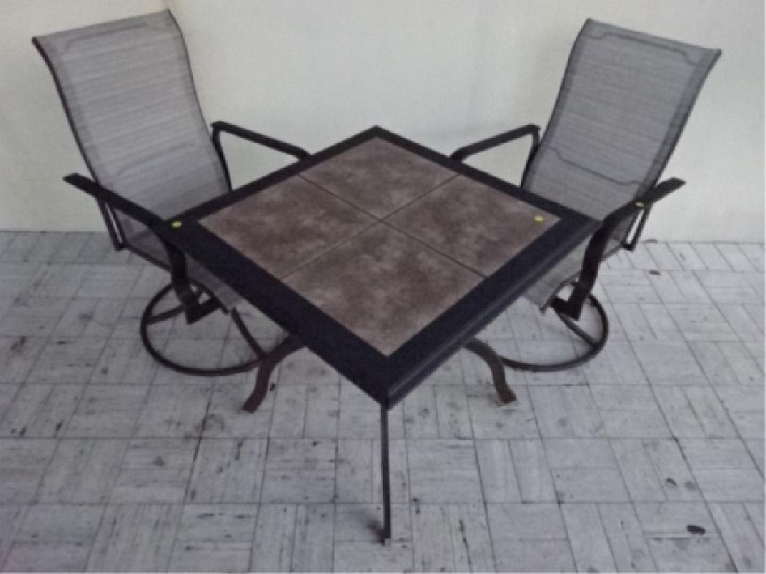 3 PC PATIO SET, TABLE AND 2 SWIVEL ARM CHAIRS, METAL (1 of 4)
