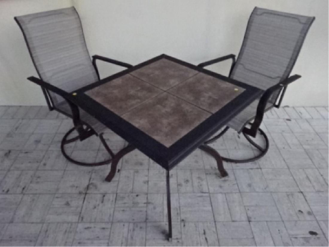 3 PC PATIO SET, TABLE AND 2 SWIVEL ARM CHAIRS, METAL (1 of 5)