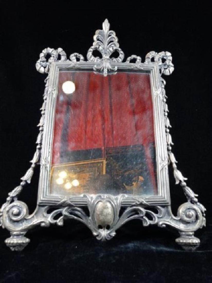 ORNATE METAL VANITY MIRROR, BRONZE FINISH, VERY GOOD (1 of 3)