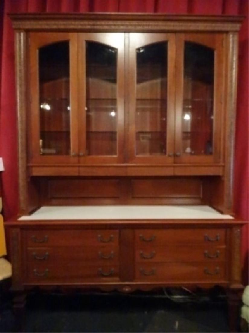 LIGHTED FRENCH STYLE BREAKFRONT, HUTCH TOP, WHITE (1 of 7)