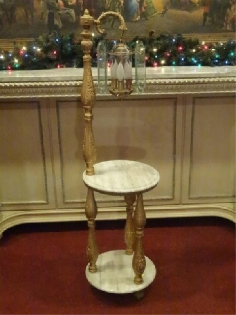 VINTAGE FLOOR LAMP, 2 TIER MARBLE TABLE TOPS WITH (1 of 6)