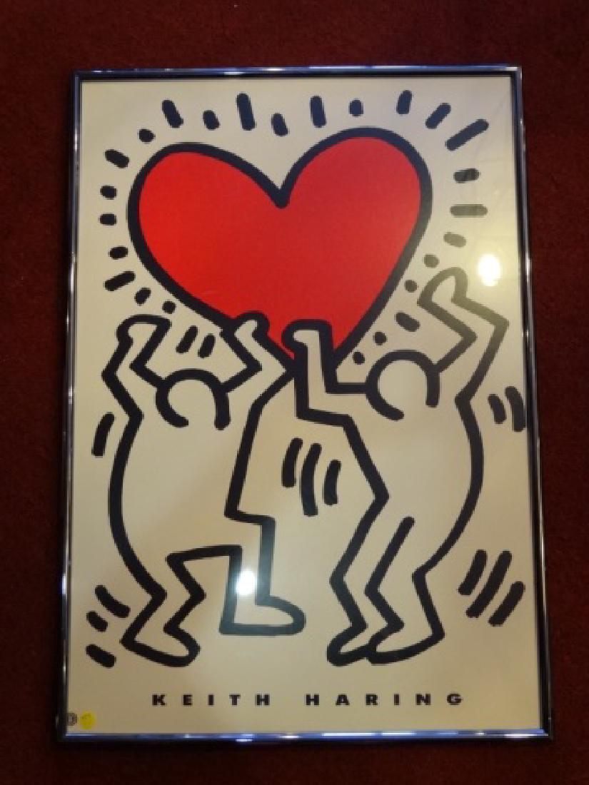 KEITH HARING POSTER, FIGURES WITH RED HEART, VERY GOOD (1 of 3)