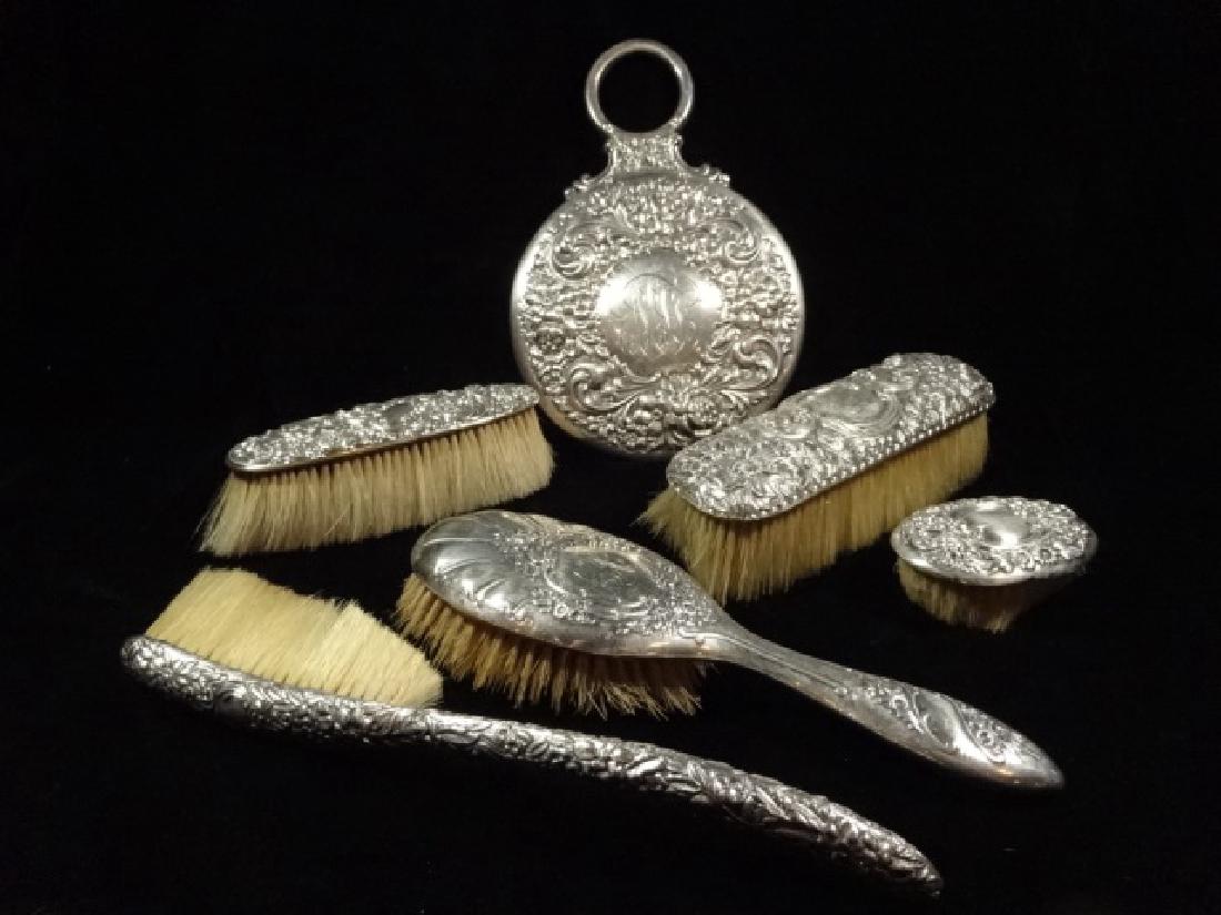 6 PC STERLING SILVER VANITY SET, MONOGRAMMED, INCLUDES (1 of 10)