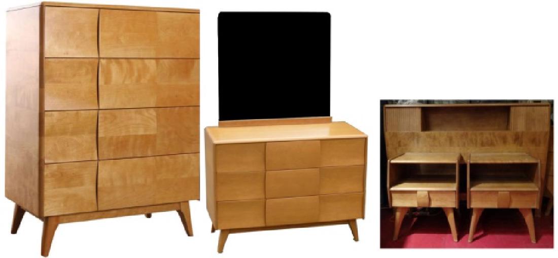 6 PC HEYWOOD WAKEFIELD BEDROOM SET, CIRCA 1950's, KOHRI