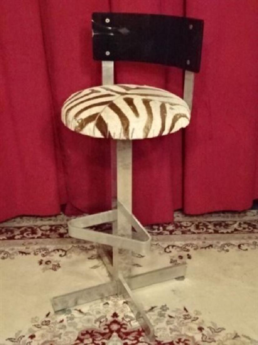 STEEL AND ACRYLIC SWIVEL BARSTOOL, ZEBRA STRIPE (1 of 5)
